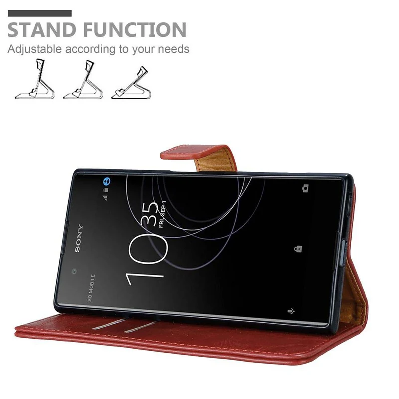 Cadorabo Hülle kompatibel mit Sony Xperia XA1 PLUS Schutzhülle mit Magnetverschluss, Standfunktion und Kartenfach