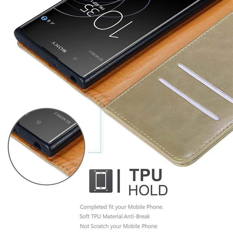 Cadorabo Hülle kompatibel mit Sony Xperia XA1 PLUS Schutzhülle mit Magnetverschluss, Standfunktion und Kartenfach