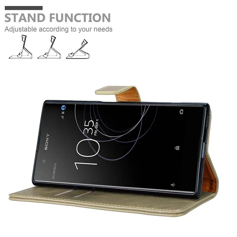 Cadorabo Hülle kompatibel mit Sony Xperia XA1 PLUS Schutzhülle mit Magnetverschluss, Standfunktion und Kartenfach