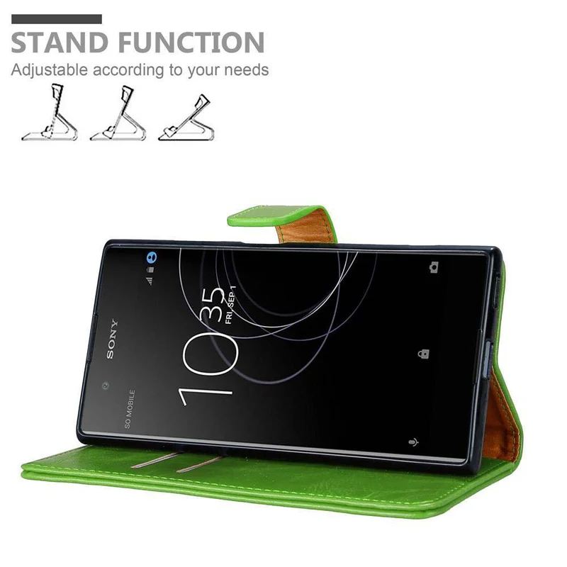 Cadorabo Hülle kompatibel mit Sony Xperia XA1 PLUS Schutzhülle mit Magnetverschluss, Standfunktion und Kartenfach