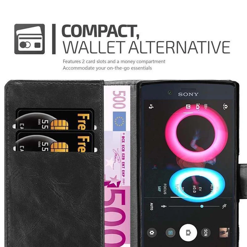 Cadorabo Hülle kompatibel mit Sony Xperia X COMPACT Schutzhülle mit Magnetverschluss, Standfunktion und Kartenfach