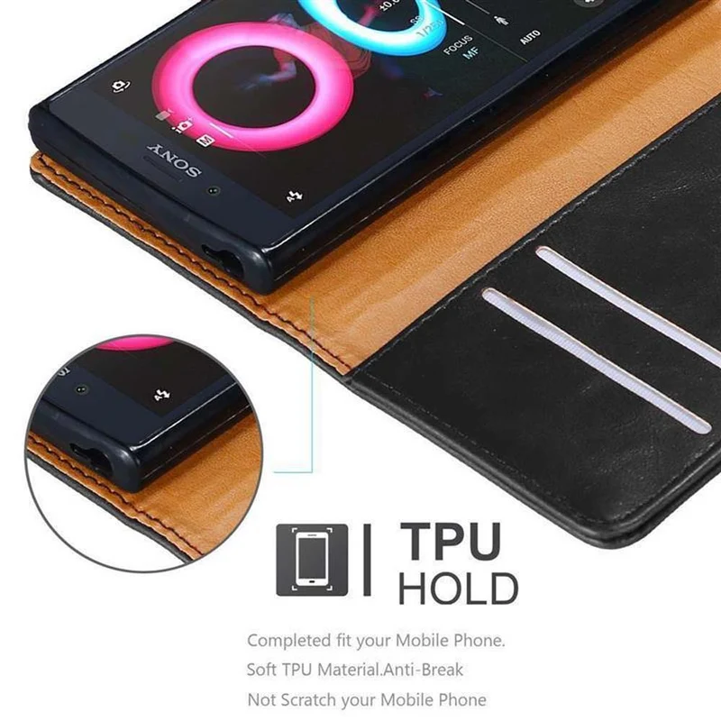 Cadorabo Hülle kompatibel mit Sony Xperia X COMPACT Schutzhülle mit Magnetverschluss, Standfunktion und Kartenfach