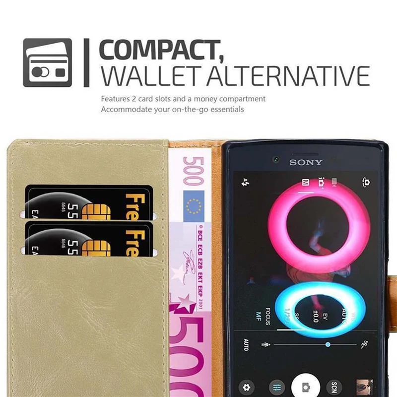 Cadorabo Hülle kompatibel mit Sony Xperia X COMPACT Schutzhülle mit Magnetverschluss, Standfunktion und Kartenfach
