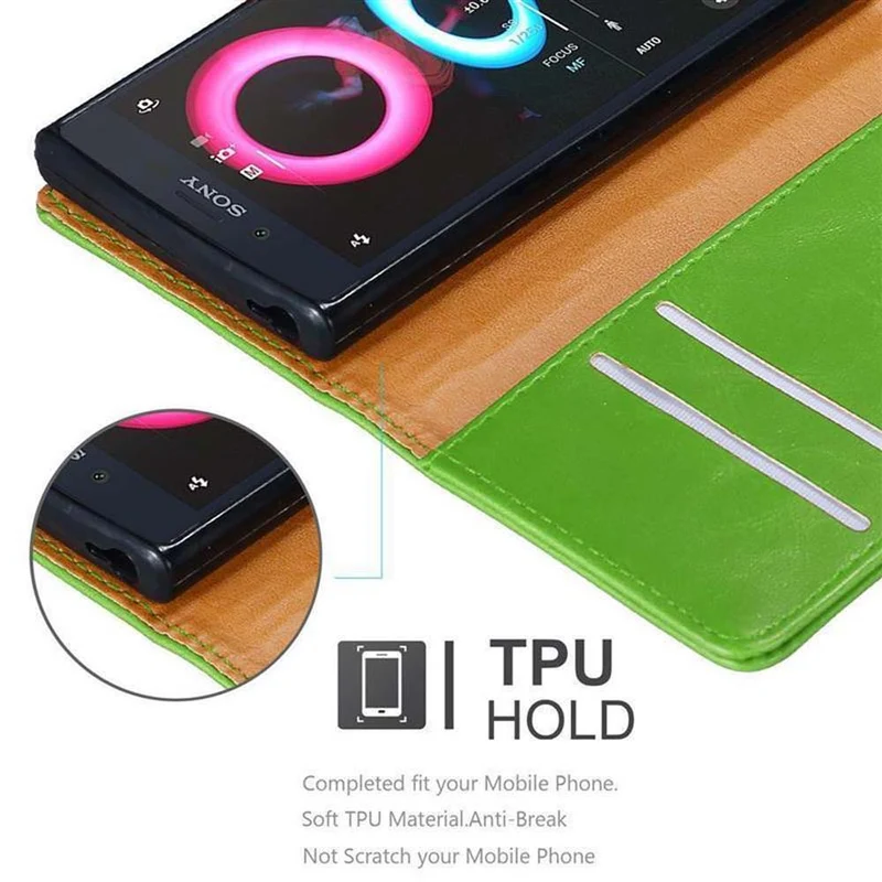 Cadorabo Hülle kompatibel mit Sony Xperia X COMPACT Schutzhülle mit Magnetverschluss, Standfunktion und Kartenfach