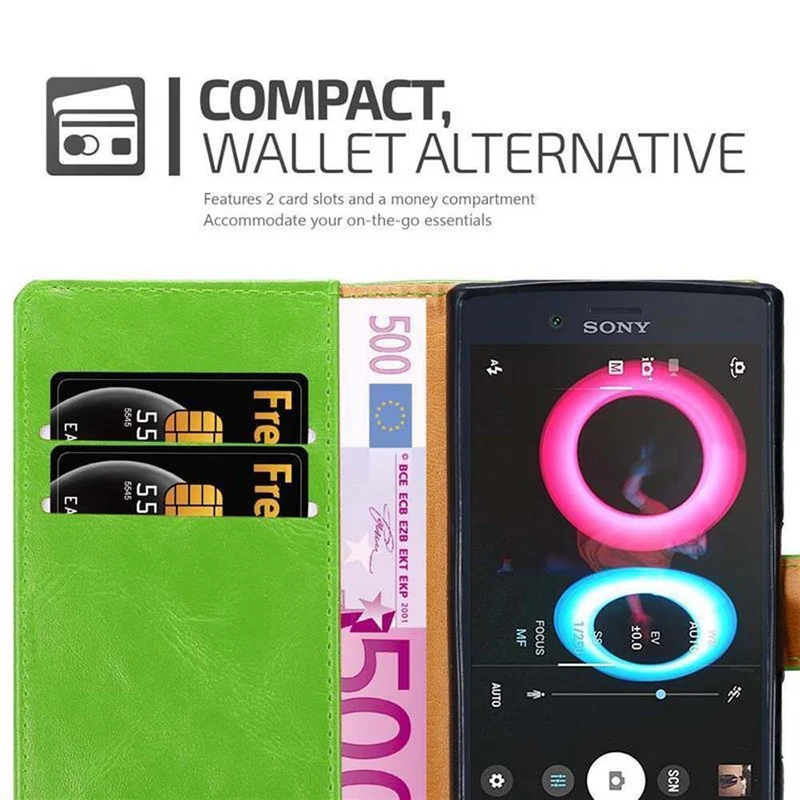 Cadorabo Hülle kompatibel mit Sony Xperia X COMPACT Schutzhülle mit Magnetverschluss, Standfunktion und Kartenfach