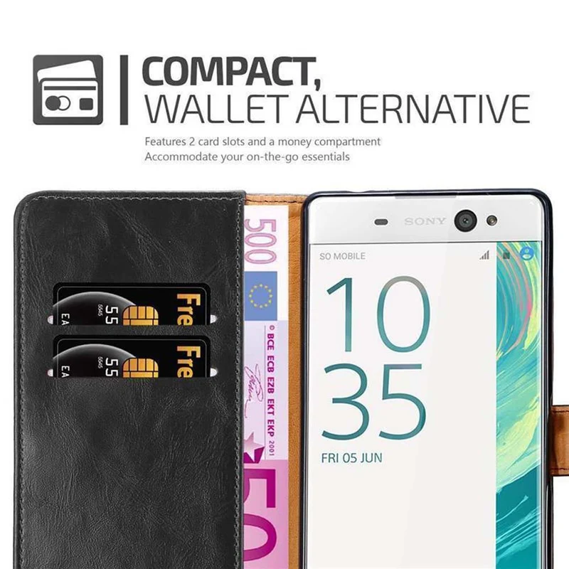 Cadorabo Hülle kompatibel mit Sony Xperia XA ULTRA Schutzhülle mit Magnetverschluss, Standfunktion und Kartenfach