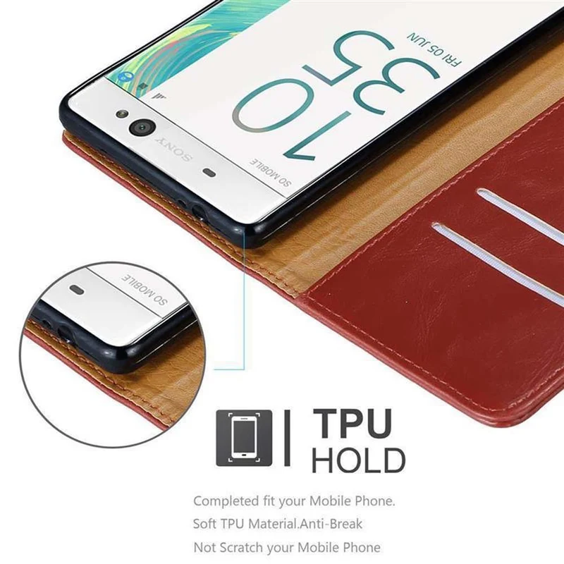 Cadorabo Hülle kompatibel mit Sony Xperia XA ULTRA Schutzhülle mit Magnetverschluss, Standfunktion und Kartenfach