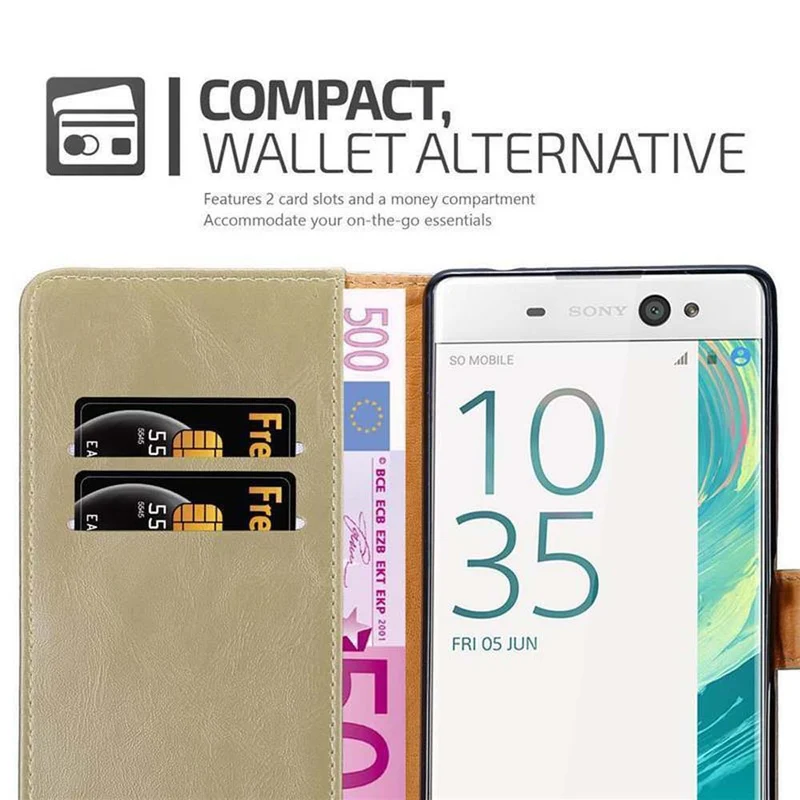 Cadorabo Hülle kompatibel mit Sony Xperia XA ULTRA Schutzhülle mit Magnetverschluss, Standfunktion und Kartenfach