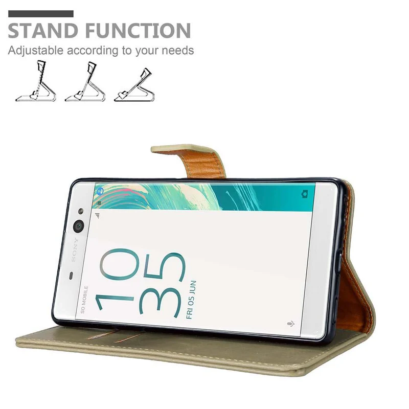 Cadorabo Hülle kompatibel mit Sony Xperia XA ULTRA Schutzhülle mit Magnetverschluss, Standfunktion und Kartenfach