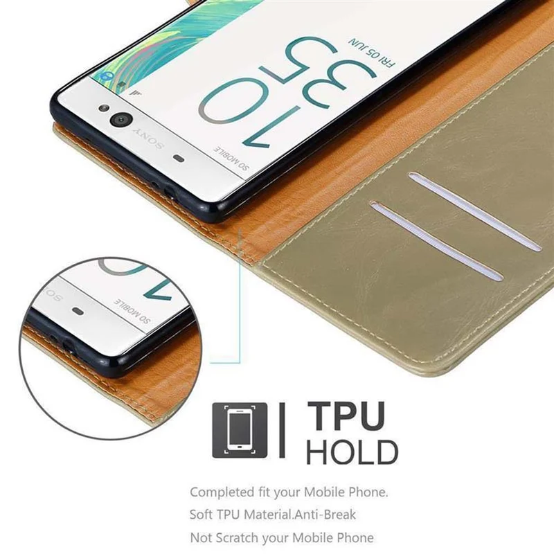 Cadorabo Hülle kompatibel mit Sony Xperia XA ULTRA Schutzhülle mit Magnetverschluss, Standfunktion und Kartenfach