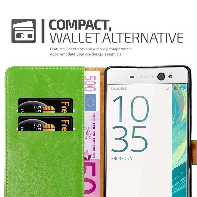 Cadorabo Hülle kompatibel mit Sony Xperia XA ULTRA Schutzhülle mit Magnetverschluss, Standfunktion und Kartenfach
