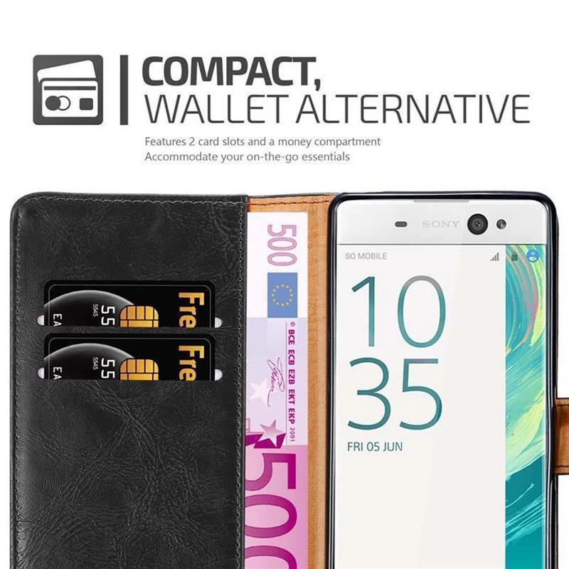 Cadorabo Hülle kompatibel mit Sony Xperia XA Schutzhülle mit Magnetverschluss, Standfunktion und Kartenfach