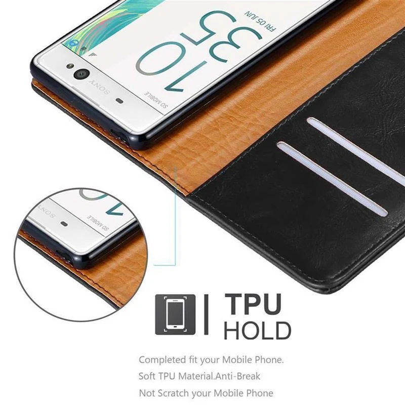 Cadorabo Hülle kompatibel mit Sony Xperia XA Schutzhülle mit Magnetverschluss, Standfunktion und Kartenfach