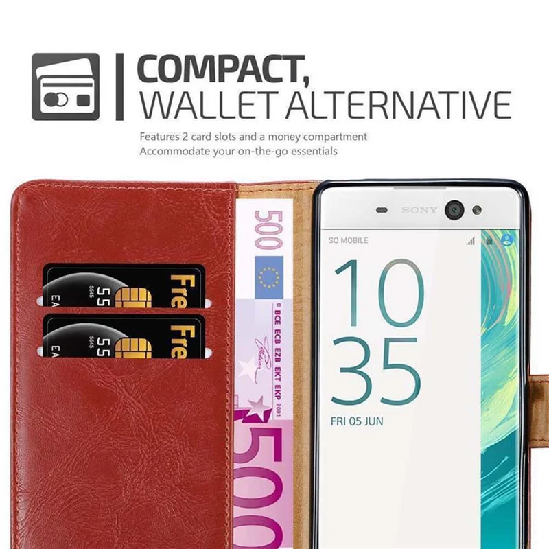 Cadorabo Hülle kompatibel mit Sony Xperia XA Schutzhülle mit Magnetverschluss, Standfunktion und Kartenfach