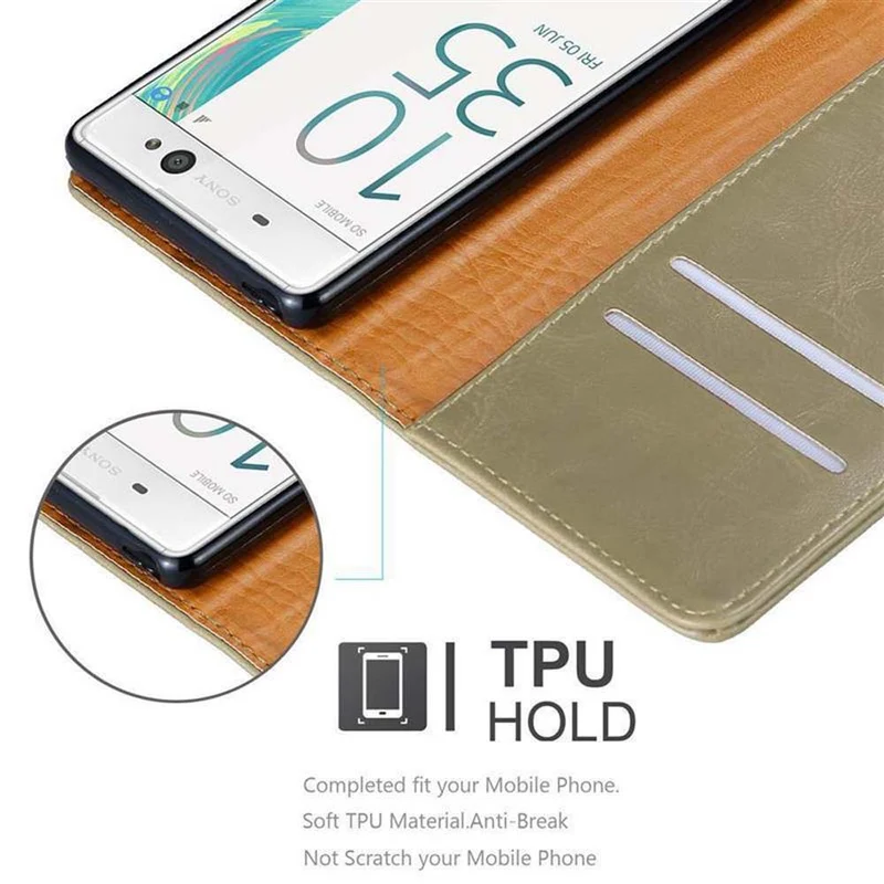 Cadorabo Hülle kompatibel mit Sony Xperia XA Schutzhülle mit Magnetverschluss, Standfunktion und Kartenfach