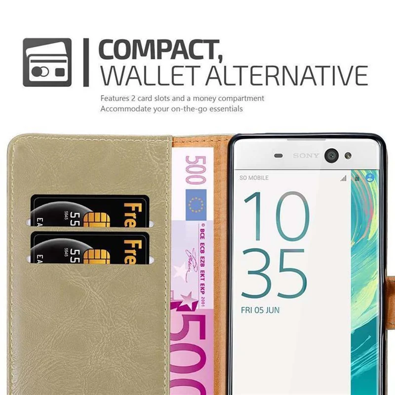 Cadorabo Hülle kompatibel mit Sony Xperia XA Schutzhülle mit Magnetverschluss, Standfunktion und Kartenfach