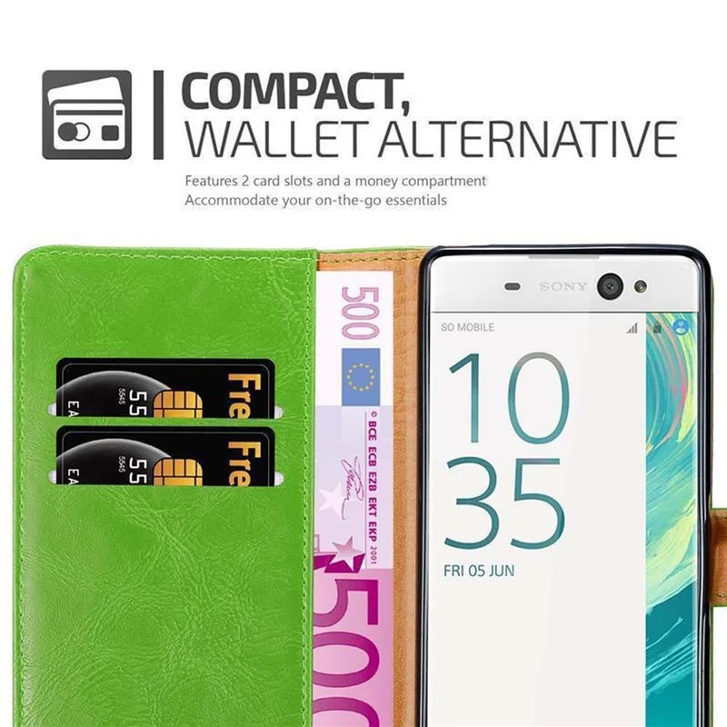 Cadorabo Hülle kompatibel mit Sony Xperia XA Schutzhülle mit Magnetverschluss, Standfunktion und Kartenfach