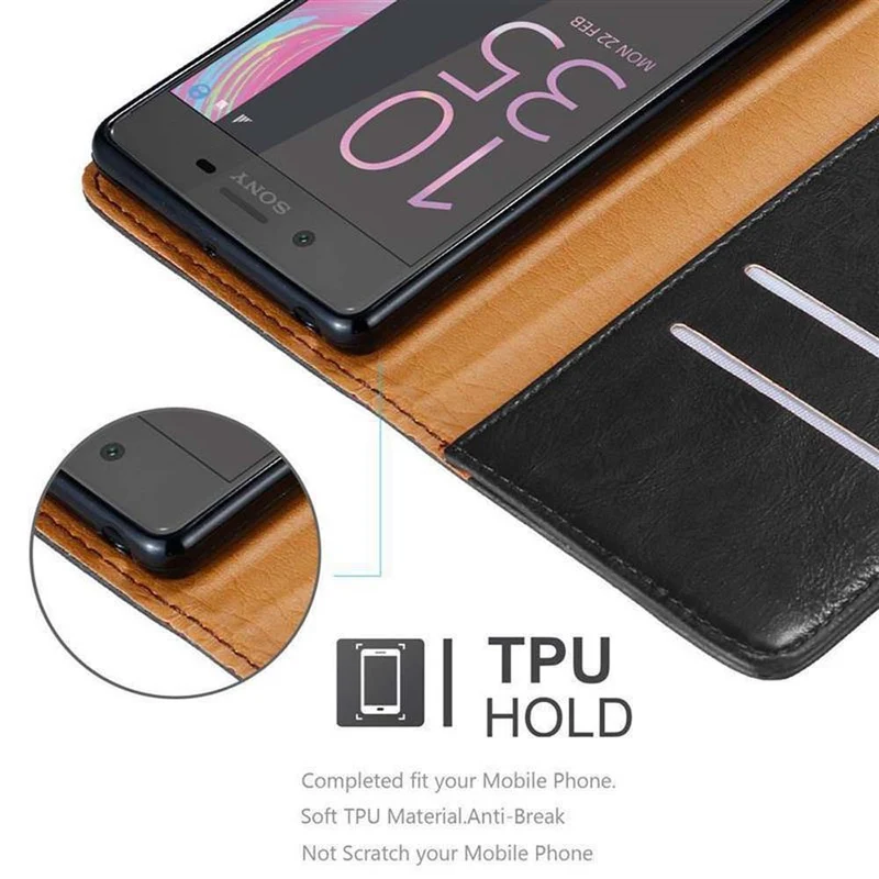 Cadorabo Hülle kompatibel mit Sony Xperia X Schutzhülle mit Magnetverschluss, Standfunktion und Kartenfach