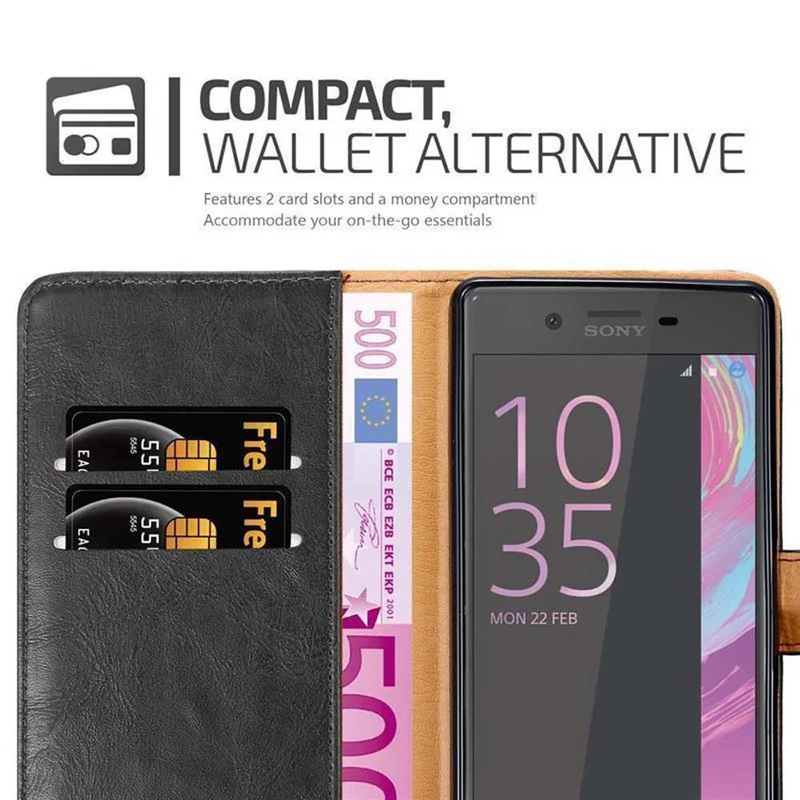 Cadorabo Hülle kompatibel mit Sony Xperia X Schutzhülle mit Magnetverschluss, Standfunktion und Kartenfach