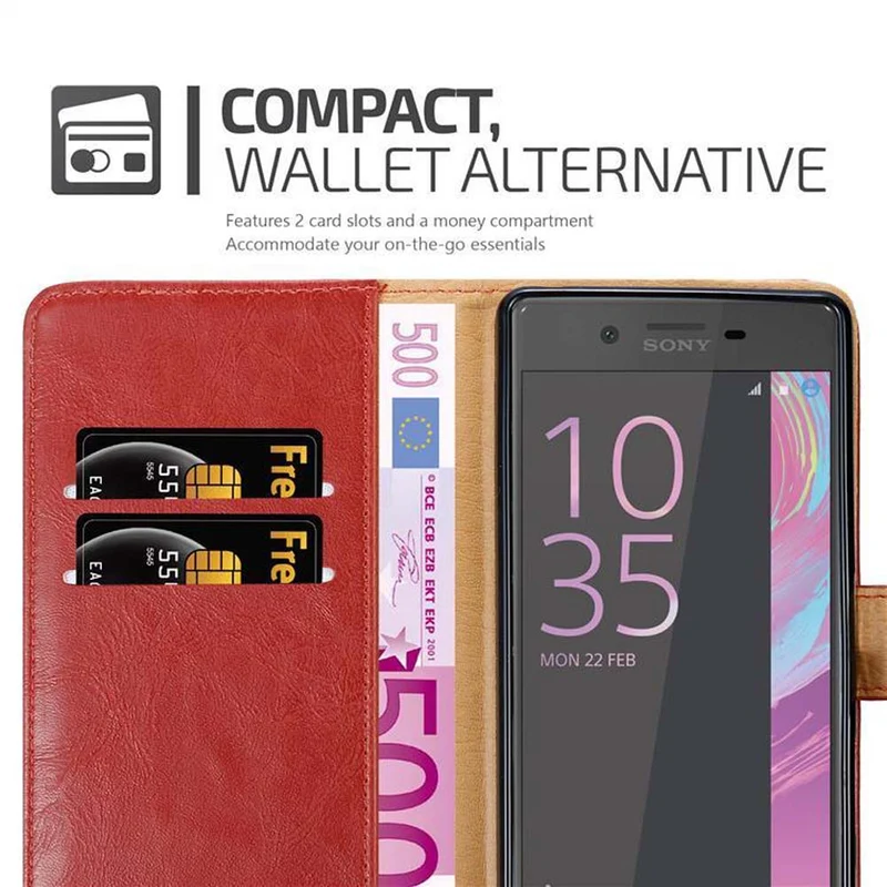 Cadorabo Hülle kompatibel mit Sony Xperia X Schutzhülle mit Magnetverschluss, Standfunktion und Kartenfach