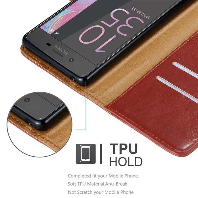 Cadorabo Hülle kompatibel mit Sony Xperia X Schutzhülle mit Magnetverschluss, Standfunktion und Kartenfach