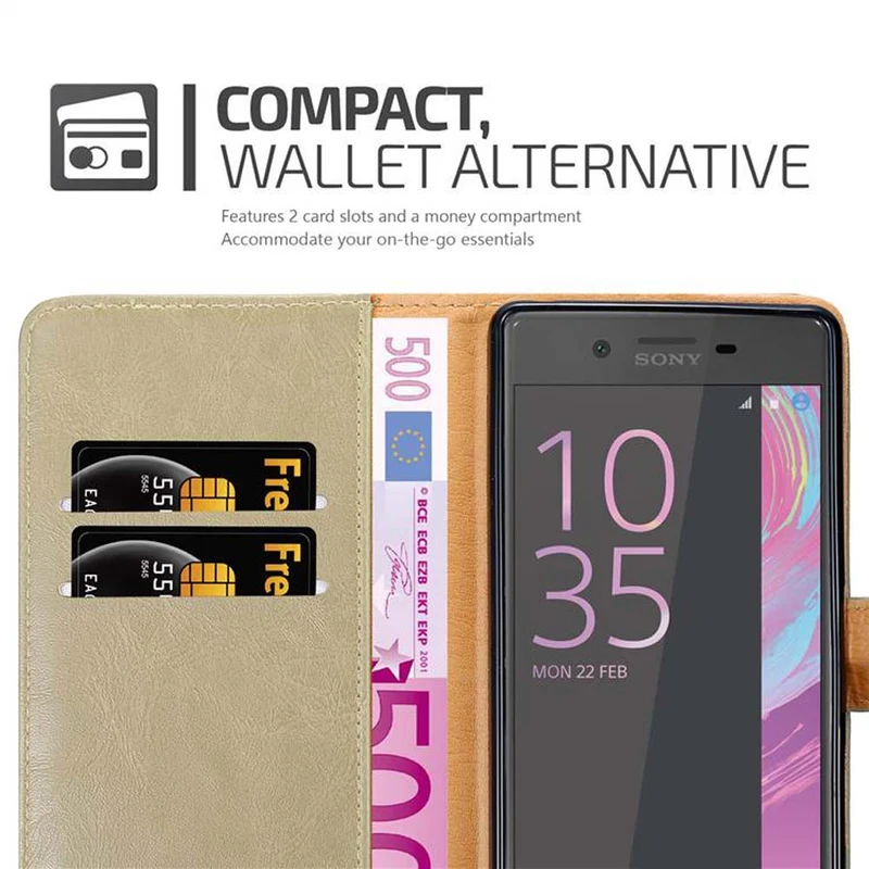 Cadorabo Hülle kompatibel mit Sony Xperia X Schutzhülle mit Magnetverschluss, Standfunktion und Kartenfach