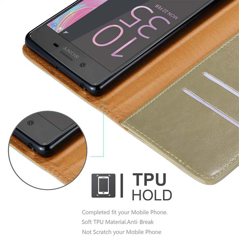 Cadorabo Hülle kompatibel mit Sony Xperia X Schutzhülle mit Magnetverschluss, Standfunktion und Kartenfach