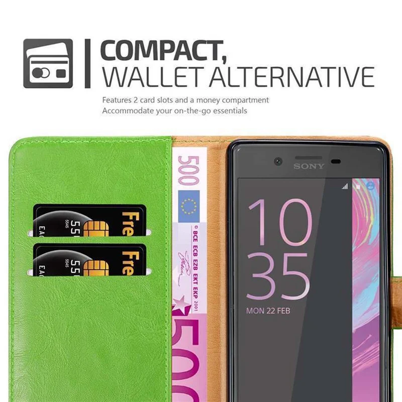 Cadorabo Hülle kompatibel mit Sony Xperia X Schutzhülle mit Magnetverschluss, Standfunktion und Kartenfach