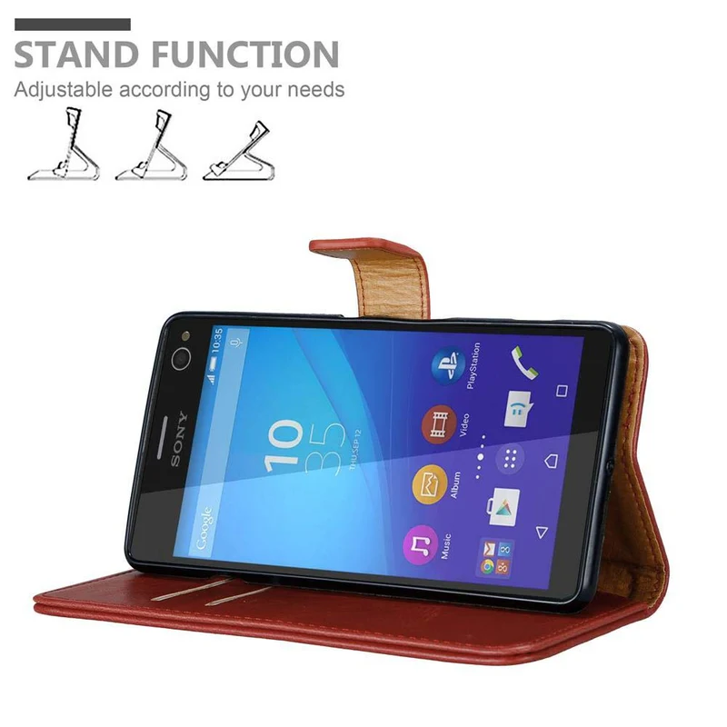 Cadorabo Hülle kompatibel mit Sony Xperia C4 Schutzhülle mit Magnetverschluss, Standfunktion und Kartenfach