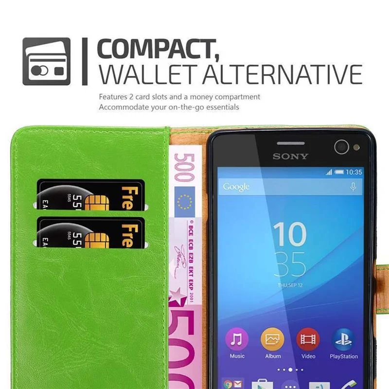 Cadorabo Hülle kompatibel mit Sony Xperia C4 Schutzhülle mit Magnetverschluss, Standfunktion und Kartenfach