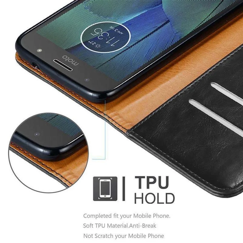 Cadorabo Hülle kompatibel mit Motorola MOTO G5S PLUS Schutzhülle mit Magnetverschluss, Standfunktion und Kartenfach