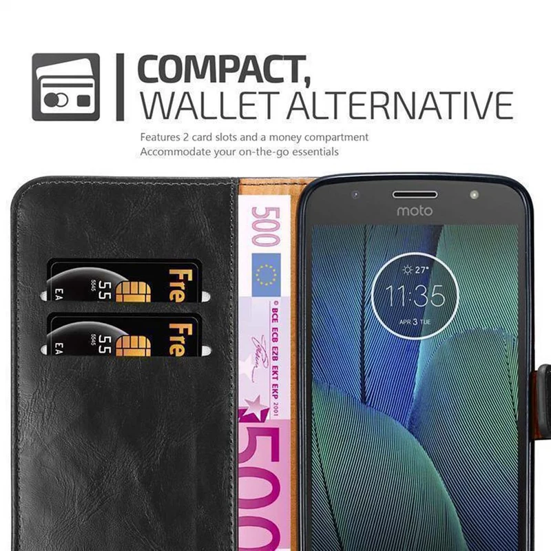 Cadorabo Hülle kompatibel mit Motorola MOTO G5S PLUS Schutzhülle mit Magnetverschluss, Standfunktion und Kartenfach