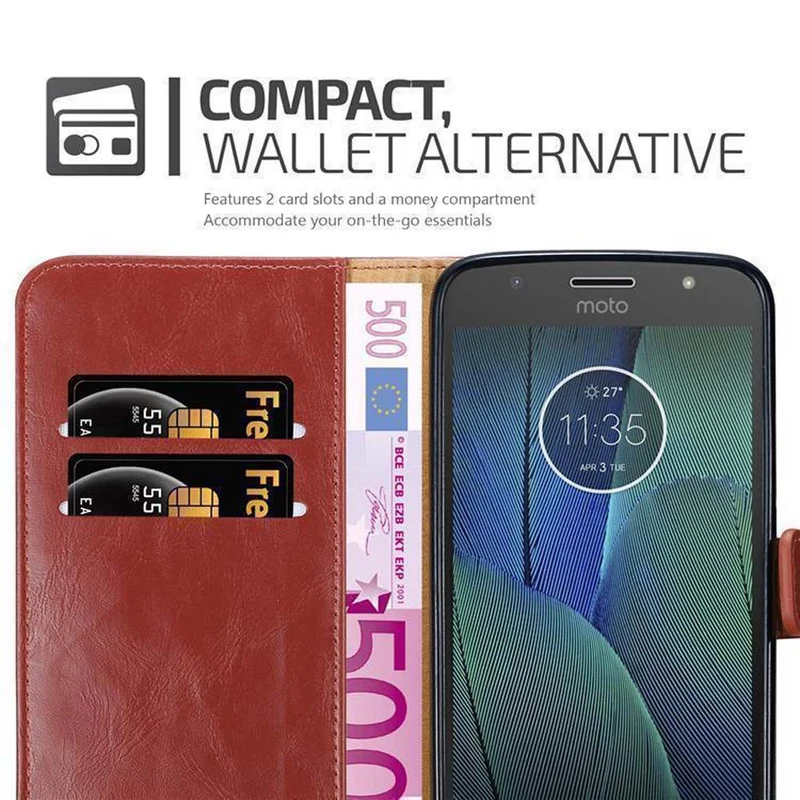 Cadorabo Hülle kompatibel mit Motorola MOTO G5S PLUS Schutzhülle mit Magnetverschluss, Standfunktion und Kartenfach