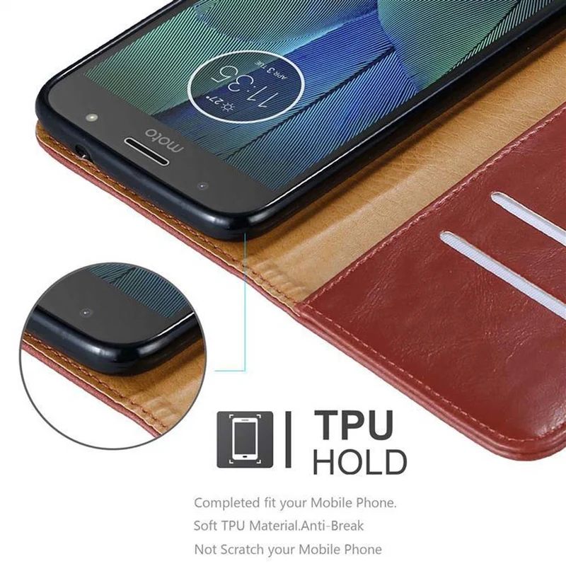 Cadorabo Hülle kompatibel mit Motorola MOTO G5S PLUS Schutzhülle mit Magnetverschluss, Standfunktion und Kartenfach