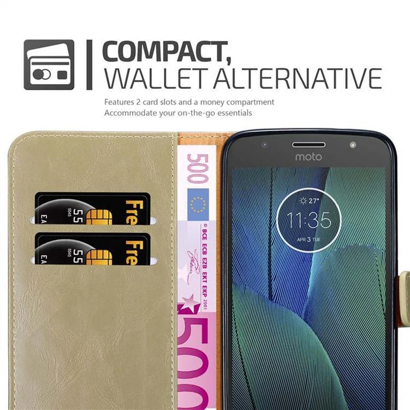 Cadorabo Hülle kompatibel mit Motorola MOTO G5S PLUS Schutzhülle mit Magnetverschluss, Standfunktion und Kartenfach
