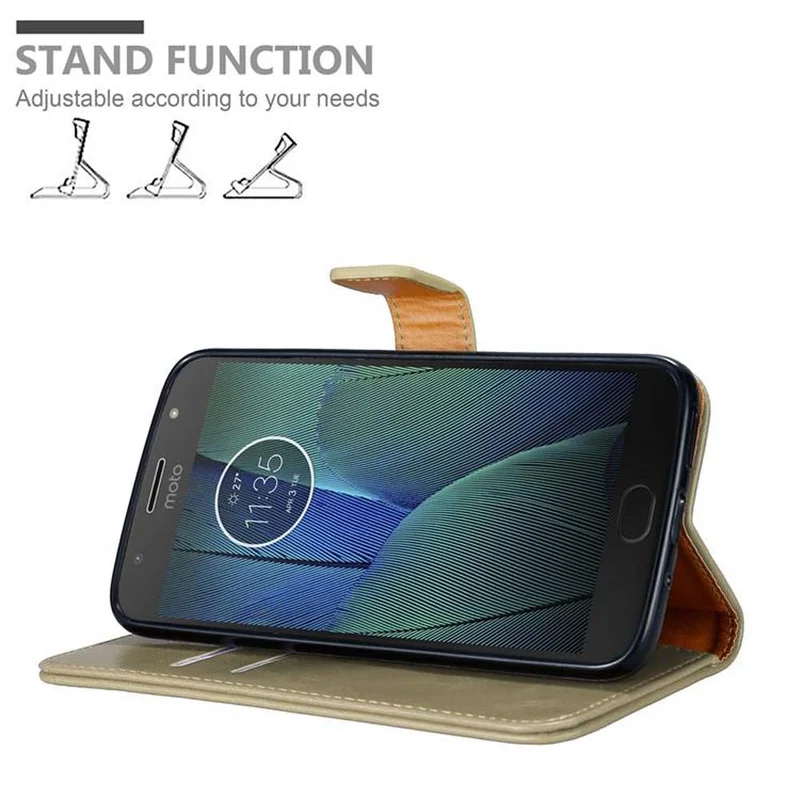 Cadorabo Hülle kompatibel mit Motorola MOTO G5S PLUS Schutzhülle mit Magnetverschluss, Standfunktion und Kartenfach