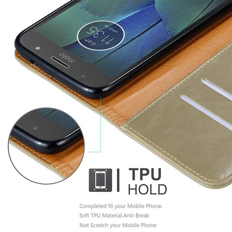 Cadorabo Hülle kompatibel mit Motorola MOTO G5S PLUS Schutzhülle mit Magnetverschluss, Standfunktion und Kartenfach