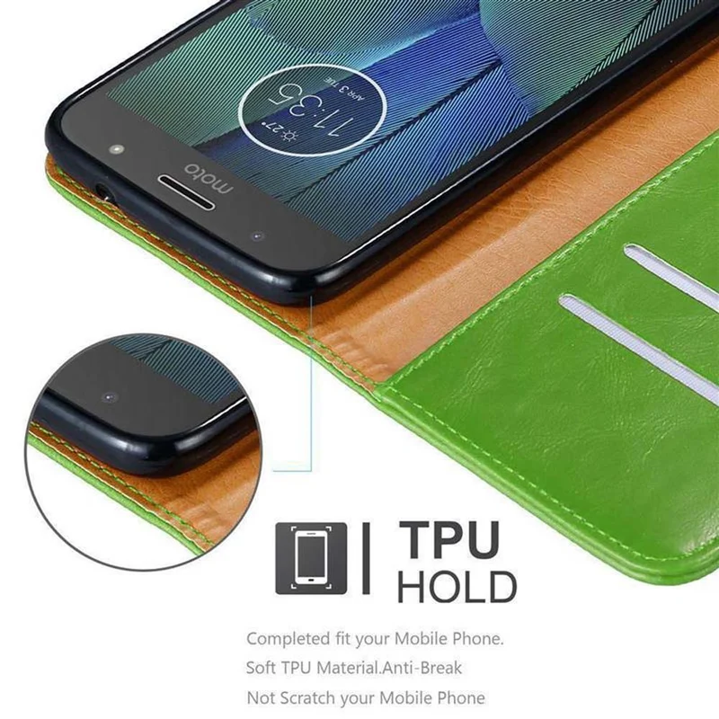 Cadorabo Hülle kompatibel mit Motorola MOTO G5S PLUS Schutzhülle mit Magnetverschluss, Standfunktion und Kartenfach