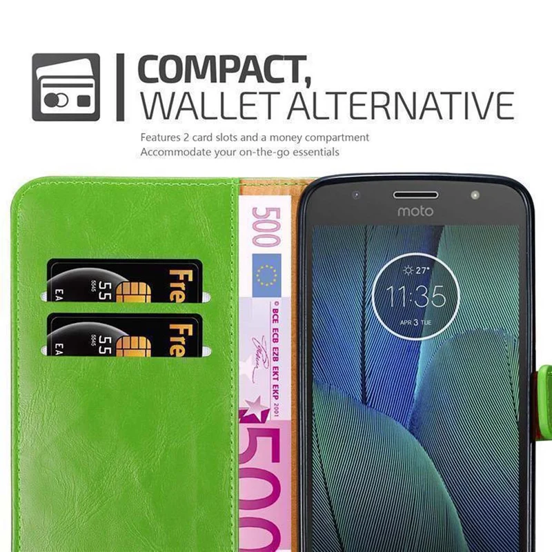 Cadorabo Hülle kompatibel mit Motorola MOTO G5S PLUS Schutzhülle mit Magnetverschluss, Standfunktion und Kartenfach
