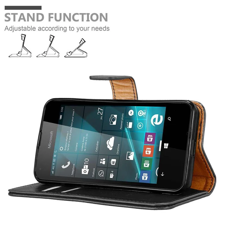 Cadorabo Hülle kompatibel mit Nokia Lumia 550 Schutzhülle mit Magnetverschluss, Standfunktion und Kartenfach