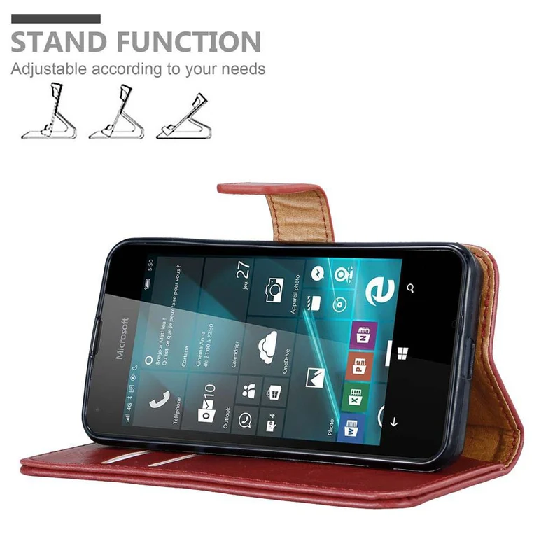 Cadorabo Hülle kompatibel mit Nokia Lumia 550 Schutzhülle mit Magnetverschluss, Standfunktion und Kartenfach