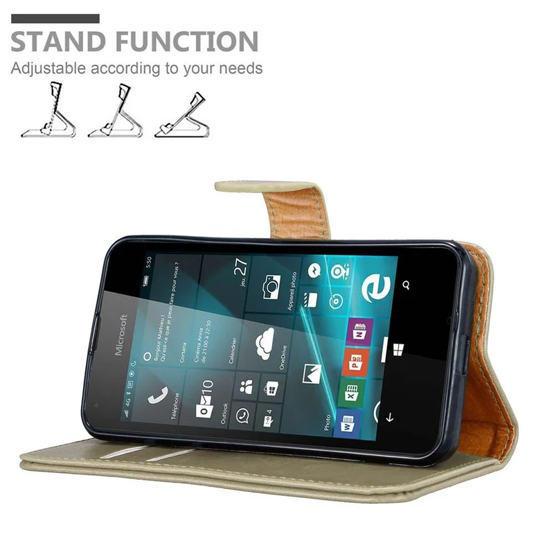 Cadorabo Hülle kompatibel mit Nokia Lumia 550 Schutzhülle mit Magnetverschluss, Standfunktion und Kartenfach
