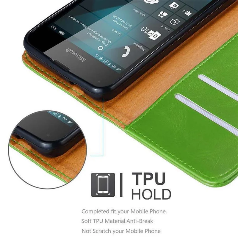 Cadorabo Hülle kompatibel mit Nokia Lumia 550 Schutzhülle mit Magnetverschluss, Standfunktion und Kartenfach