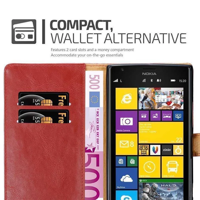 Cadorabo Hülle kompatibel mit Nokia Lumia 1520 Schutzhülle mit Magnetverschluss, Standfunktion und Kartenfach