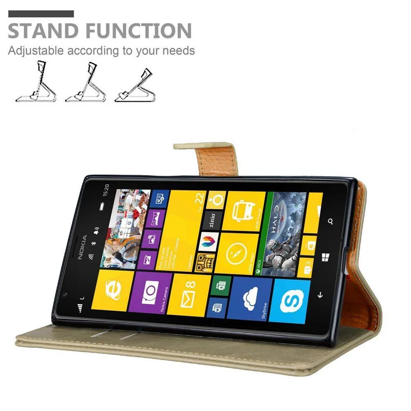 Cadorabo Hülle kompatibel mit Nokia Lumia 1520 Schutzhülle mit Magnetverschluss, Standfunktion und Kartenfach