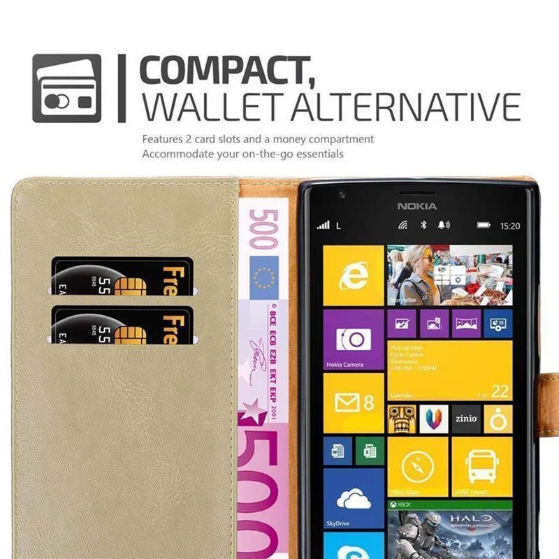 Cadorabo Hülle kompatibel mit Nokia Lumia 1520 Schutzhülle mit Magnetverschluss, Standfunktion und Kartenfach