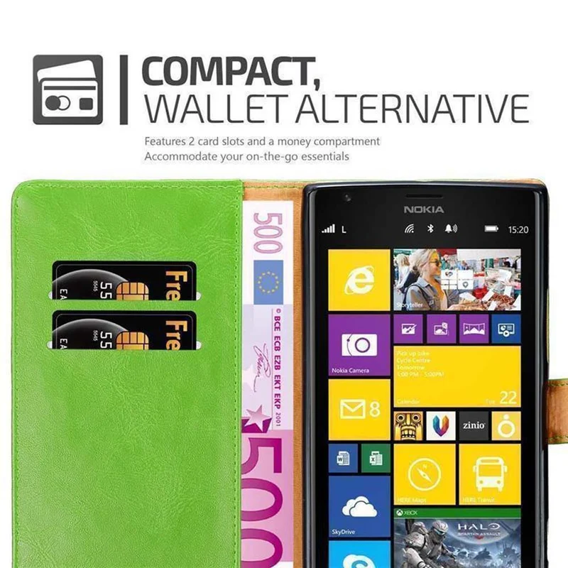 Cadorabo Hülle kompatibel mit Nokia Lumia 1520 Schutzhülle mit Magnetverschluss, Standfunktion und Kartenfach