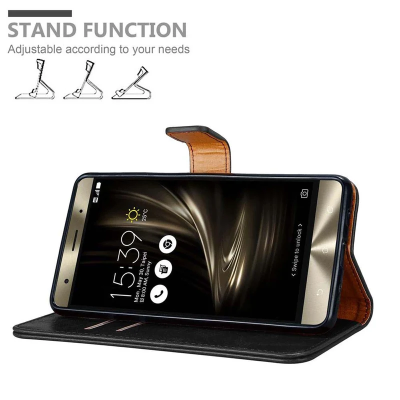 Cadorabo Hülle kompatibel mit Asus ZenFone 3 DELUXE Schutzhülle mit Magnetverschluss, Standfunktion und Kartenfach