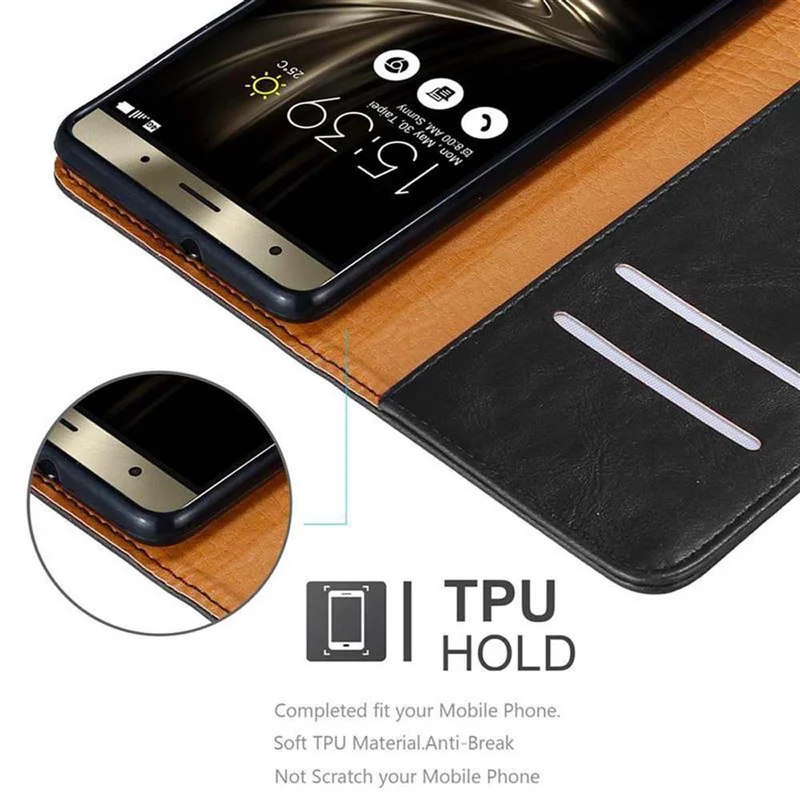 Cadorabo Hülle kompatibel mit Asus ZenFone 3 DELUXE Schutzhülle mit Magnetverschluss, Standfunktion und Kartenfach
