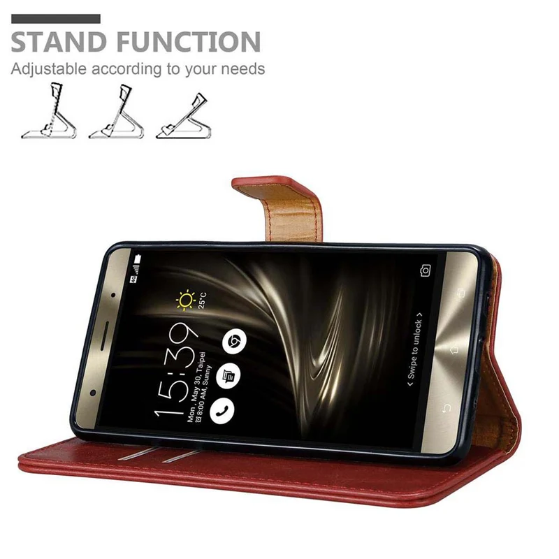 Cadorabo Hülle kompatibel mit Asus ZenFone 3 DELUXE Schutzhülle mit Magnetverschluss, Standfunktion und Kartenfach